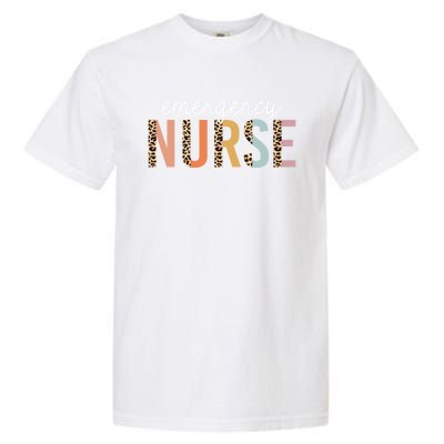 Emergency Nurse Leopard Print Er Nurse Nursing School Gift Garment-Dyed Heavyweight T-Shirt