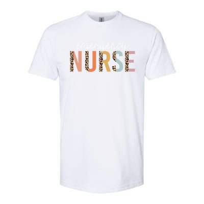 Emergency Nurse Leopard Print Er Nurse Nursing School Gift Softstyle® CVC T-Shirt