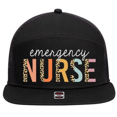 Emergency Nurse Leopard Print ER Nurse Nursing School Women 7 Panel Mesh Trucker Snapback Hat