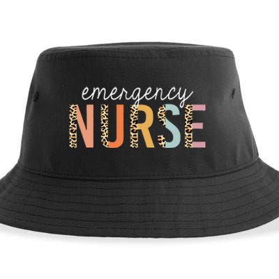 Emergency Nurse Leopard Print ER Nurse Nursing School Women Sustainable Bucket Hat