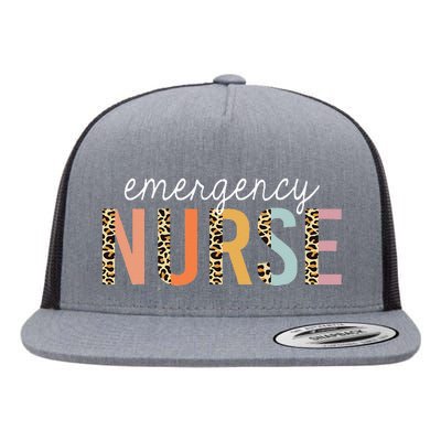 Emergency Nurse Leopard Print ER Nurse Nursing School Women Flat Bill Trucker Hat