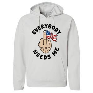 Everybody Needs Me American Flag Performance Fleece Hoodie