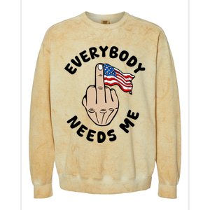 Everybody Needs Me American Flag Colorblast Crewneck Sweatshirt