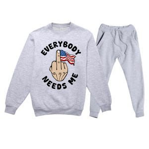 Everybody Needs Me American Flag Premium Crewneck Sweatsuit Set