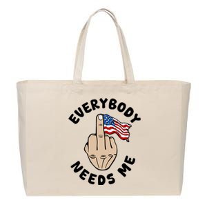 Everybody Needs Me American Flag Cotton Canvas Jumbo Tote