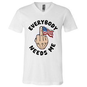 Everybody Needs Me American Flag V-Neck T-Shirt