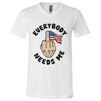 Everybody Needs Me American Flag V-Neck T-Shirt