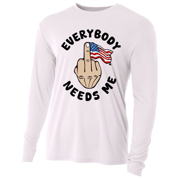 Everybody Needs Me American Flag Cooling Performance Long Sleeve Crew