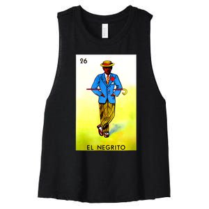 El Negrito Mexican Lottery Cards Lotto Mexicana Bingo Loto Women's Racerback Cropped Tank