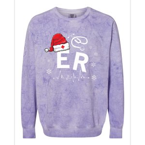 Er Nurse Nursing Santa Hat Christmas Xmas Pajamas Great Gift Colorblast Crewneck Sweatshirt