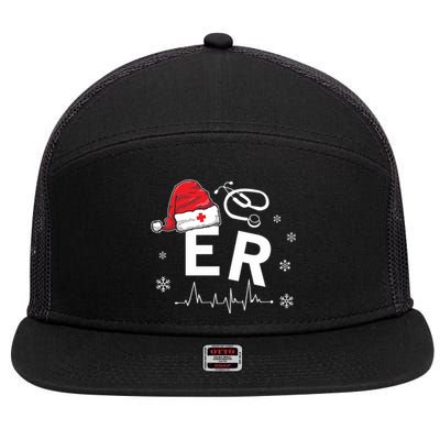 Er Nurse Nursing Santa Hat Christmas Xmas Pajamas Great Gift 7 Panel Mesh Trucker Snapback Hat