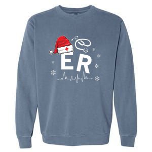 Er Nurse Nursing Santa Hat Christmas Xmas Pajamas Great Gift Garment-Dyed Sweatshirt