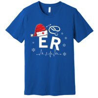 Er Nurse Nursing Santa Hat Christmas Xmas Pajamas Great Gift Premium T-Shirt