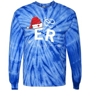 Er Nurse Nursing Santa Hat Christmas Xmas Pajamas Great Gift Tie-Dye Long Sleeve Shirt