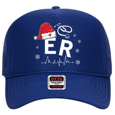 Er Nurse Nursing Santa Hat Christmas Xmas Pajamas Great Gift High Crown Mesh Back Trucker Hat