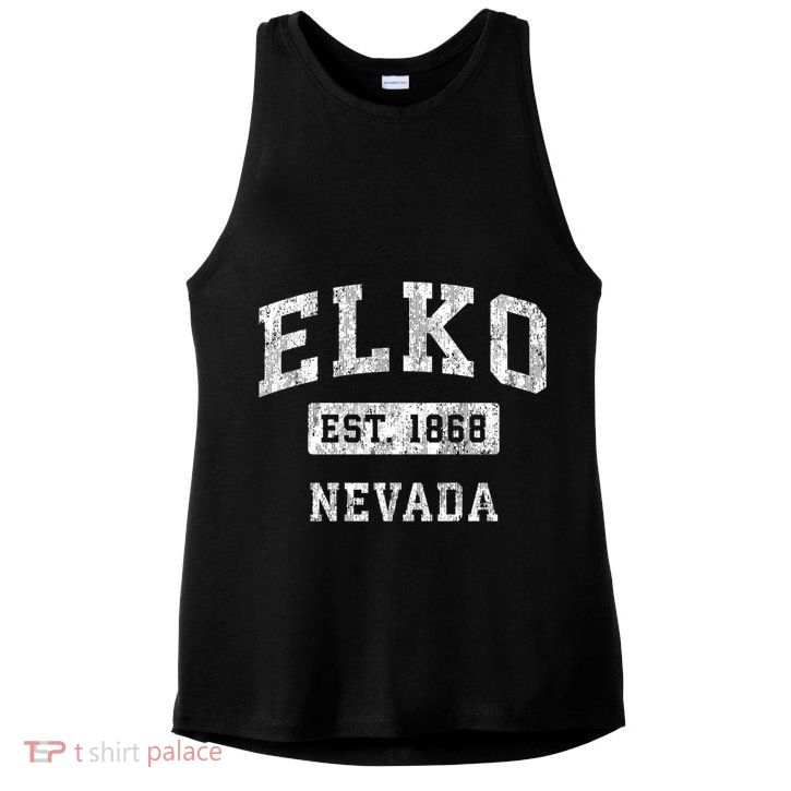 Elko Nevada Nv Vintage Established Sports Design Ladies PosiCharge Tri-Blend Wicking Tank