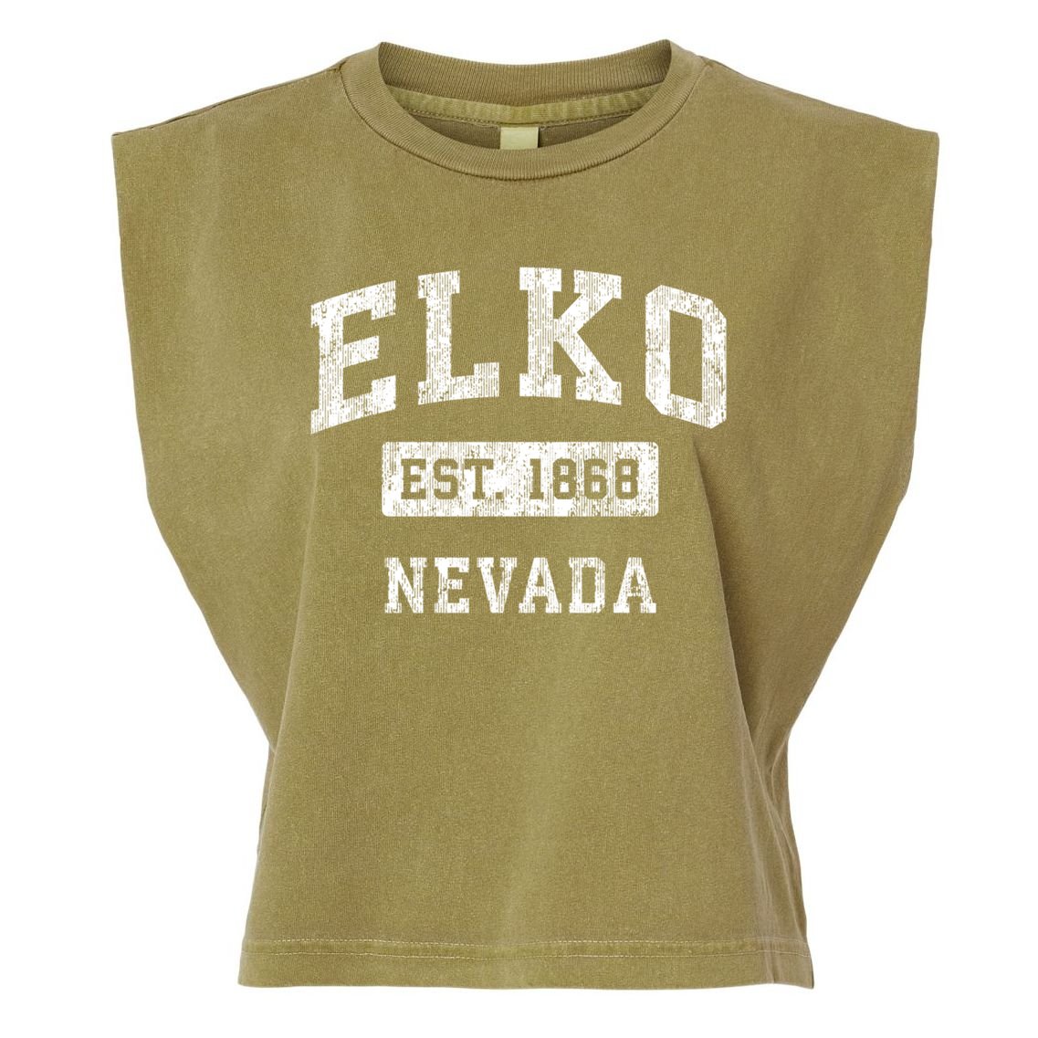 Elko Nevada Nv Vintage Established Sports Design Garment-Dyed Women's Muscle Tee