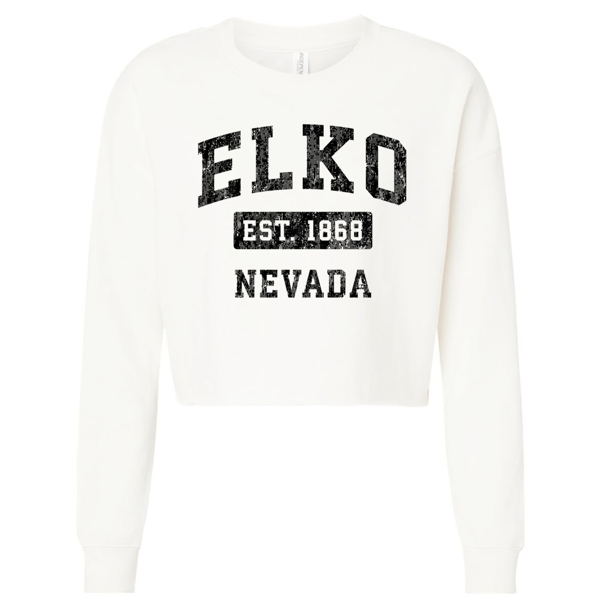 Elko Nevada Nv Vintage Established Sports Design Cropped Pullover Crew