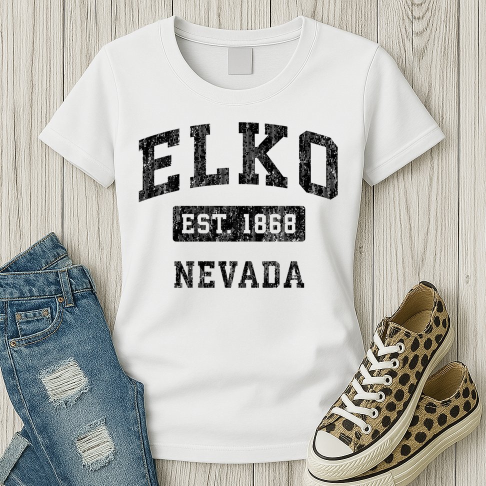 Elko Nevada Nv Vintage Established Sports Design Womens T-Shirt
