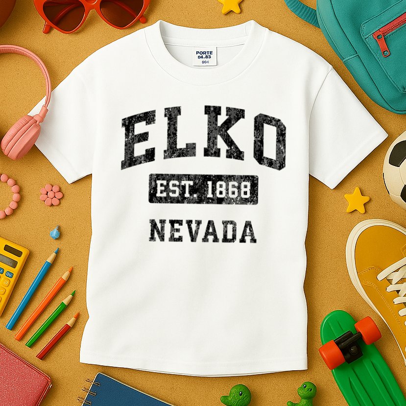 Elko Nevada Nv Vintage Established Sports Design Kids T-Shirt