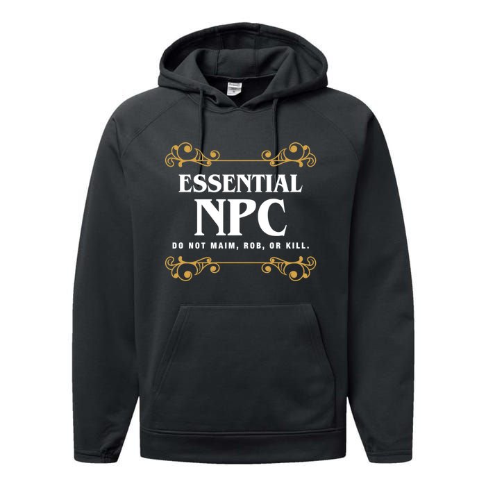 Essential Npc Non Playable Character Gaming Performance Fleece Hoodie