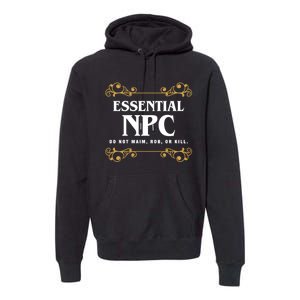 Essential Npc Non Playable Character Gaming Premium Hoodie