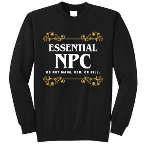 Essential Npc Non Playable Character Gaming Tall Sweatshirt