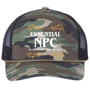 Essential Npc Non Playable Character Gaming Retro Rope Trucker Hat Cap