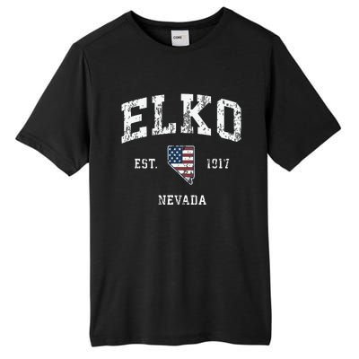 Elko Nevada Nv Vintage American Flag Sports Design Tall Fusion ChromaSoft Performance T-Shirt