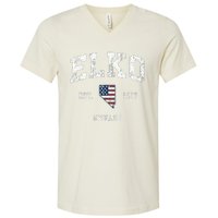 Elko Nevada Nv Vintage American Flag Sports Design V-Neck T-Shirt