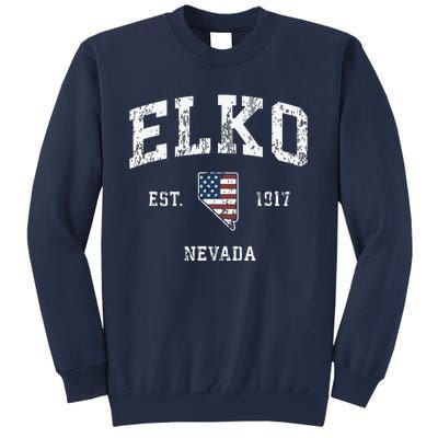 Elko Nevada Nv Vintage American Flag Sports Design Sweatshirt