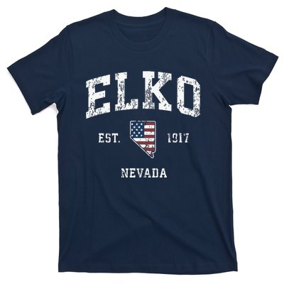 Elko Nevada Nv Vintage American Flag Sports Design T-Shirt