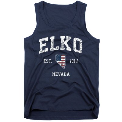 Elko Nevada Nv Vintage American Flag Sports Design Tank Top