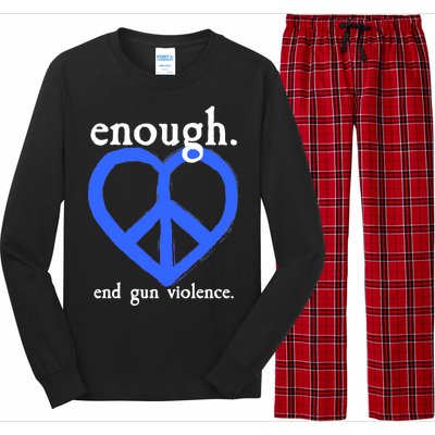 Enough End Gun Violence Heart Peace Sign Protest Long Sleeve Pajama Set