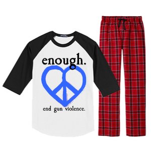 Enough End Gun Violence Heart Peace Sign Protest Raglan Sleeve Pajama Set