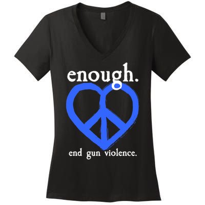 Enough End Gun Violence Heart Peace Sign Protest Women's V-Neck T-Shirt