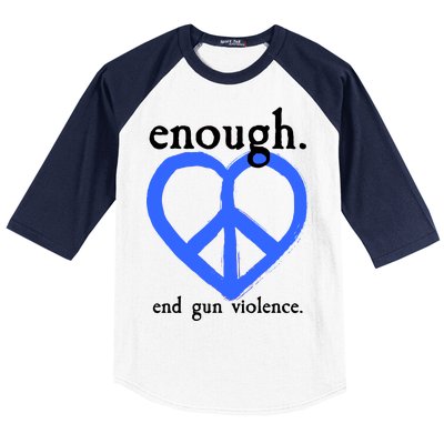 Enough End Gun Violence Heart Peace Sign Protest Baseball Sleeve Shirt