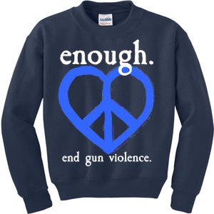 Enough End Gun Violence Heart Peace Sign Protest Kids Sweatshirt