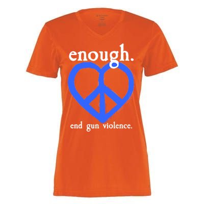 Enough End Gun Violence Heart Peace Sign Protest Women's Momentum V-Neck T-Shirt