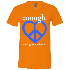 Enough End Gun Violence Heart Peace Sign Protest V-Neck T-Shirt