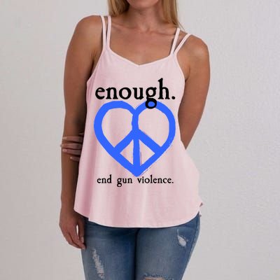 Enough End Gun Violence Heart Peace Sign Protest Women's Strappy Tank