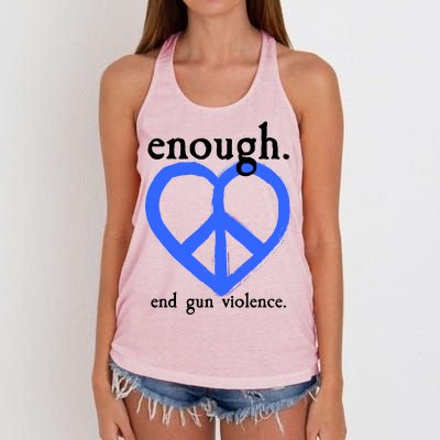 Enough End Gun Violence Heart Peace Sign Protest Women's Knotted Racerback Tank