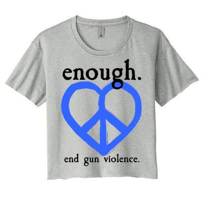 Enough End Gun Violence Heart Peace Sign Protest Women's Crop Top Tee