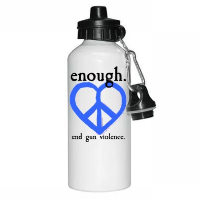 Enough End Gun Violence Heart Peace Sign Protest Aluminum Water Bottle 