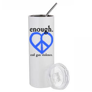 Enough End Gun Violence Heart Peace Sign Protest Stainless Steel Tumbler