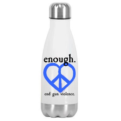 Enough End Gun Violence Heart Peace Sign Protest Stainless Steel Insulated Water Bottle