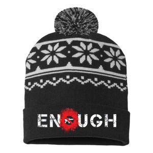 Enough End Gun Violence Splatter Protest USA-Made Snowflake Beanie