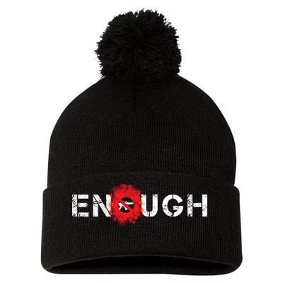 Enough End Gun Violence Splatter Protest Pom Pom 12in Knit Beanie