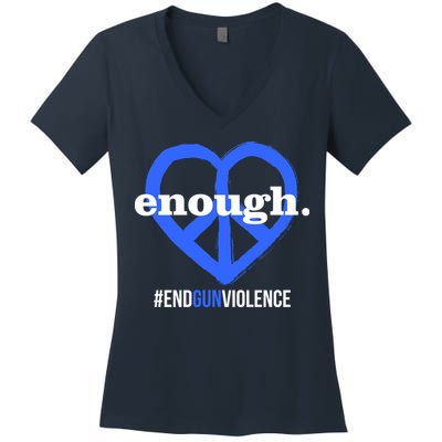 Enough Heart Peace Sign #ENDGUNVIOLENCE Women's V-Neck T-Shirt