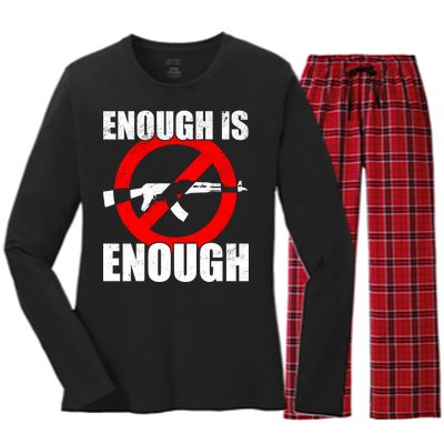 Enough Is Enough Gun Control Anti-Gun Women's Long Sleeve Flannel Pajama Set 